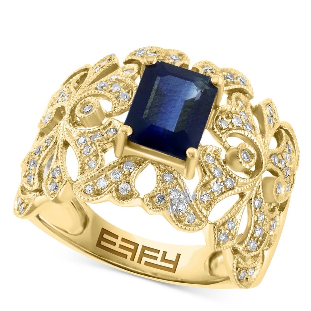 EFFY Sapphire and Diamond Filigree Ring - Blue